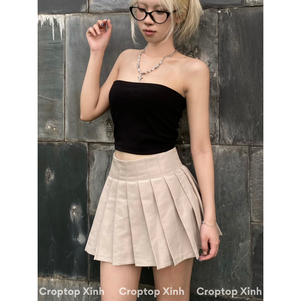 Xinh.club - กระโปรงพลีทสีกากีขั้นพื้นฐาน - รหัส V-4