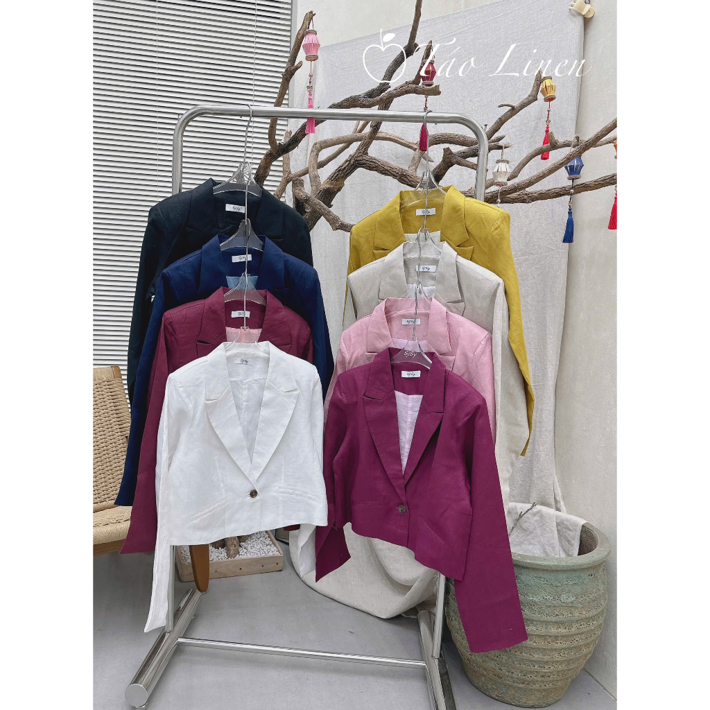 เสื้อกั๊กผู้หญิงแขนยาวผ้าลินินพรีเมี่ยมรุ่นพื้นฐานสุดเท่