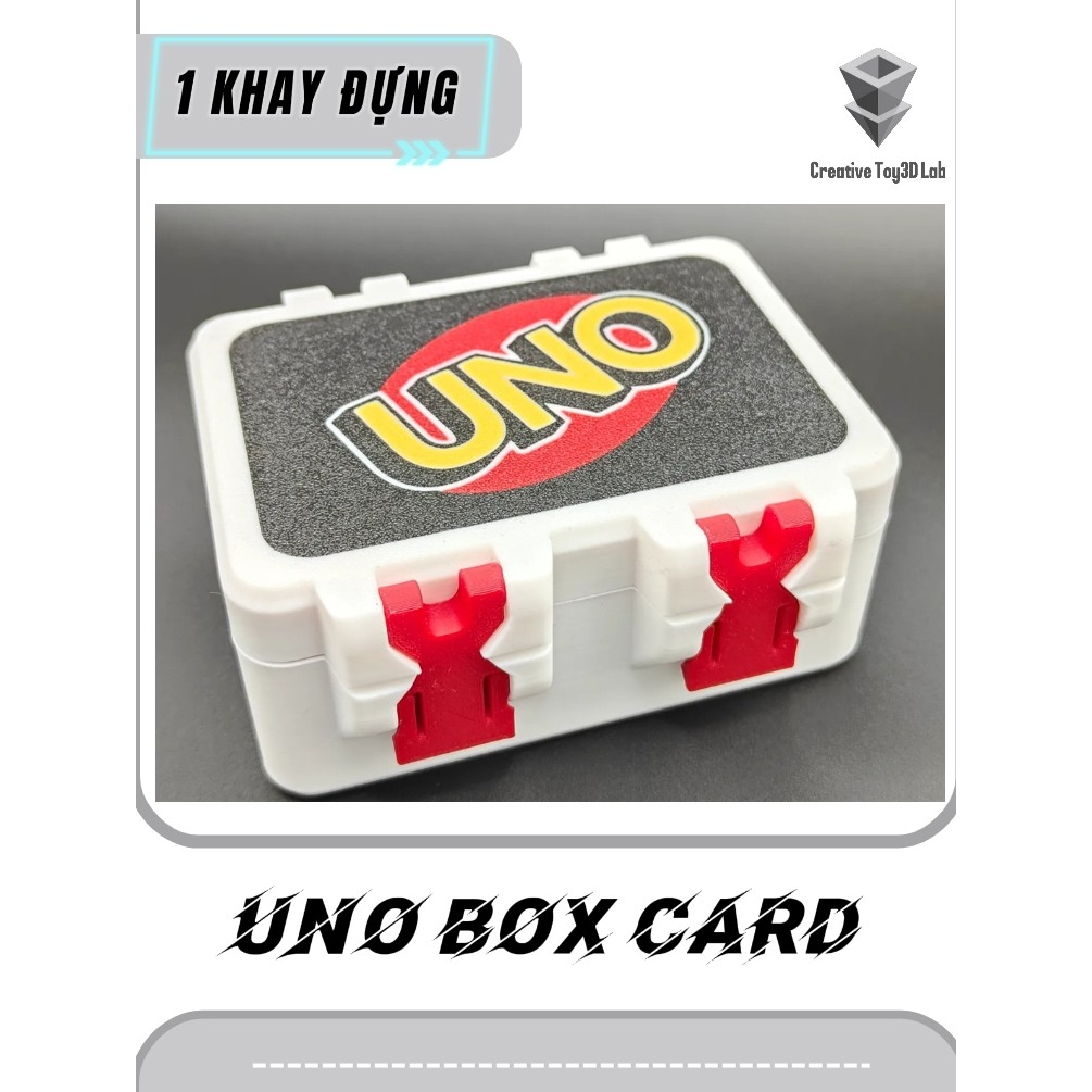 Uno CARD BOX พร้อมถาดพิมพ์ลาย 3 มิติ 1 ชิ้น พร้อมล็อค [UNO CARD BOX]