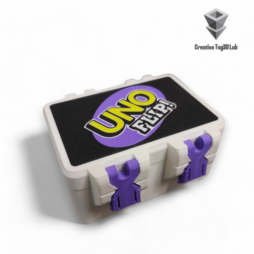 Uno CARD BOX พร้อมถาดพิมพ์ลาย 3D ขนาดใหญ่ 2 ถาด พร้อมล็อค [UNO CARD BOX]