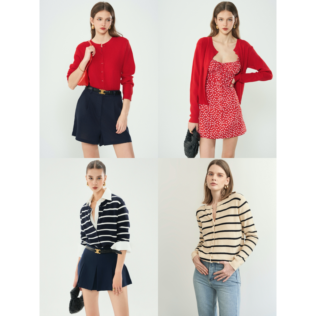Lana Swané Swan Logo Red Cardigan Pure Red Cherry Red | 3608 4399 | ลาน่าอย่างเป็นทางการ หงส์é