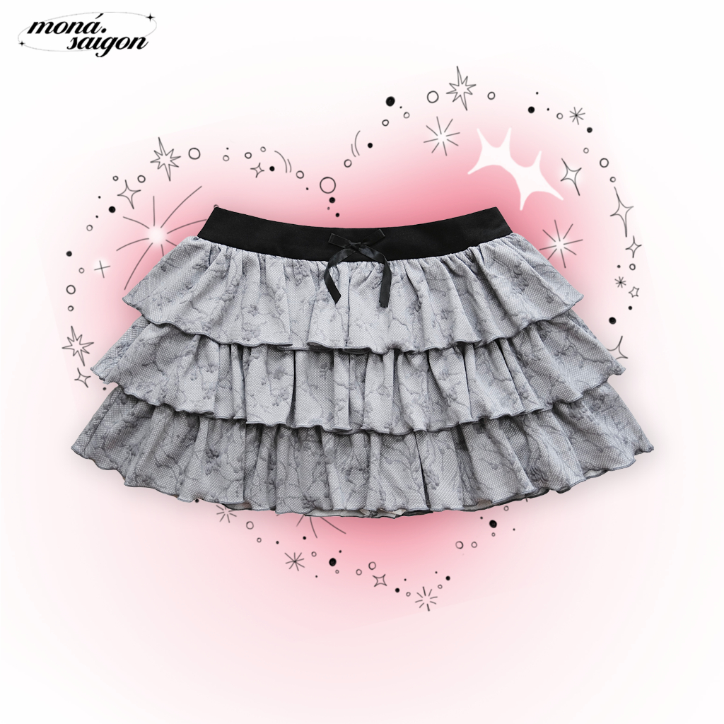 Womens multi-layered shortcovered with MON faux wool elastic clothes - SOMI SKIRT