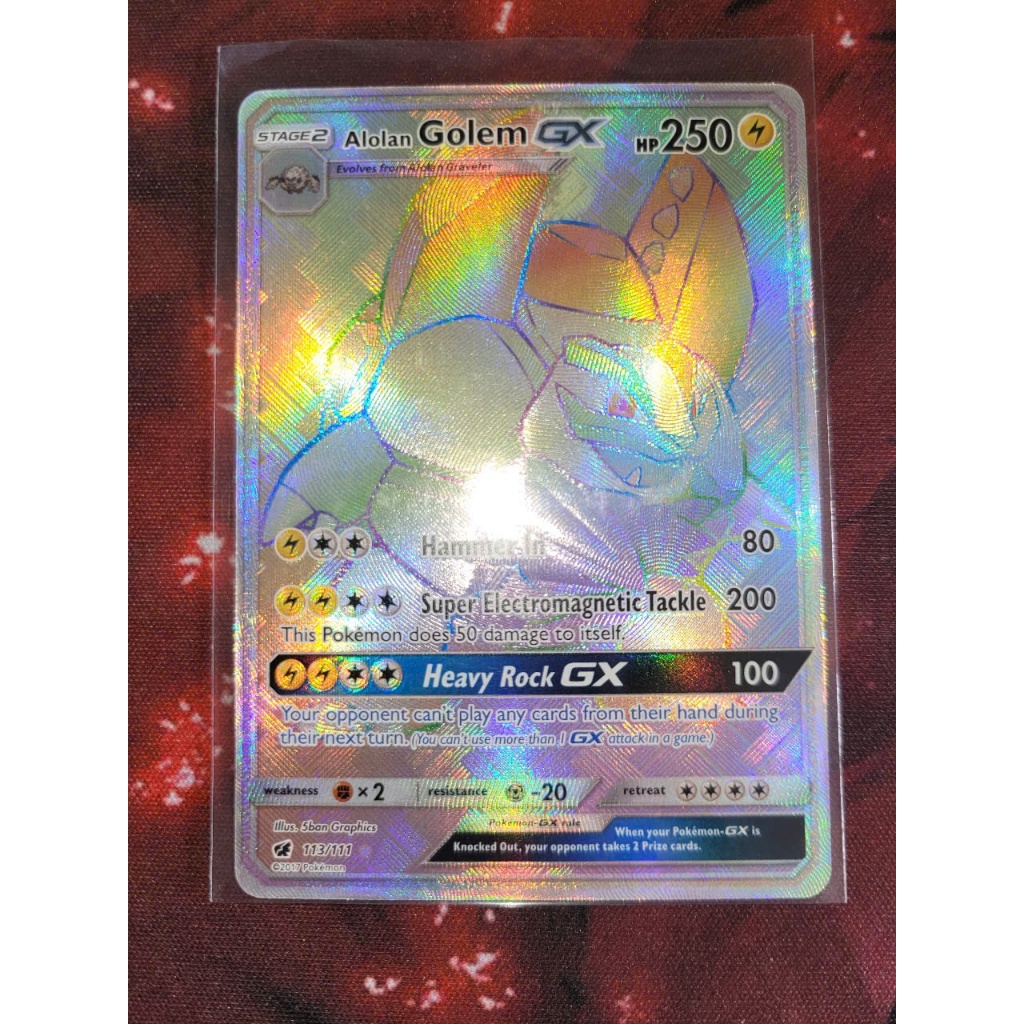 การ์ดโปเกมอน - TCG - Alolan Golem GX - 113/111 - Hyper Rare