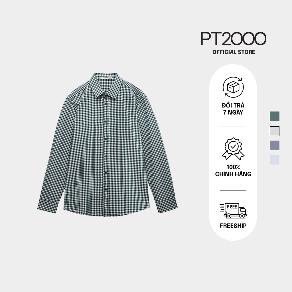 เสื้อเชิ้ตผู้ชาย PT2000 แขนยาว ผ้าคอตตอนเท่ๆ ทรง Regular (SMM-N887)