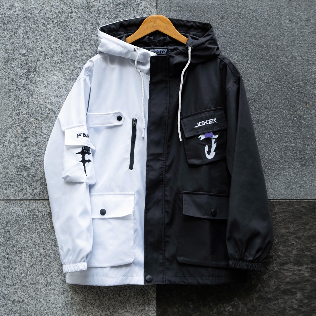 W Fang Joker ปักร่มแจ็คเก็ตสําหรับผู้ชายและผู้หญิง Unisex ขนาดใหญ่รูปแบบ