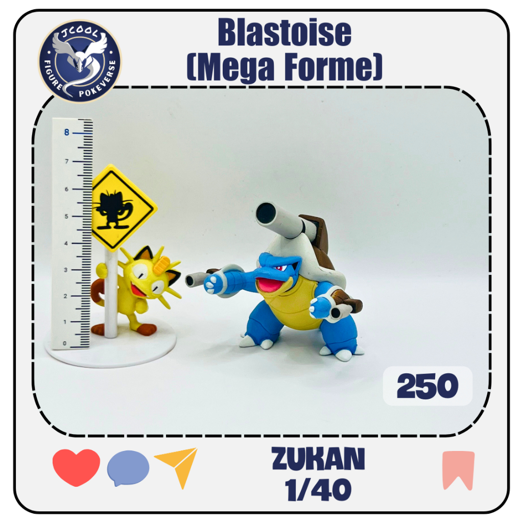 Blastoise (Mega Forme) - Gen 1 Kantoภูมิภาค - โมเดล Pokemon TOMY - YUJIN ZUKAN SCALE series 1/40