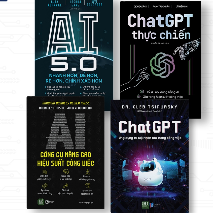 หนังสือ คอมโบ 4 เล่ม: ChatGPT + Real Battle ChatGPT + AI 5.0 + AI Tools เพื่อปรับปรุงประสิทธิภาพ