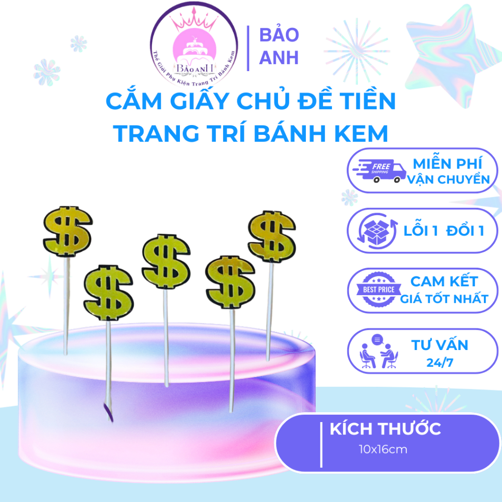 [ COMBO 5 ] SET ปลั๊กกระดาษเงินและ s สําหรับตกแต่งเค้ก