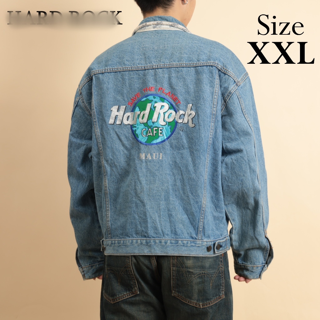 [Size XXL ][SS77] HARK ROCK CAFE Jean Jacket - มือสอง (2มือ) - VINTAGEL