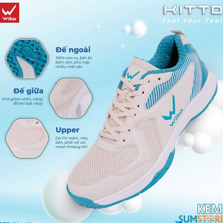 รองเท้ากีฬาแบดมินตัน WK Kitto Cream ทนทานสูง ระบายอากาศได้ดี