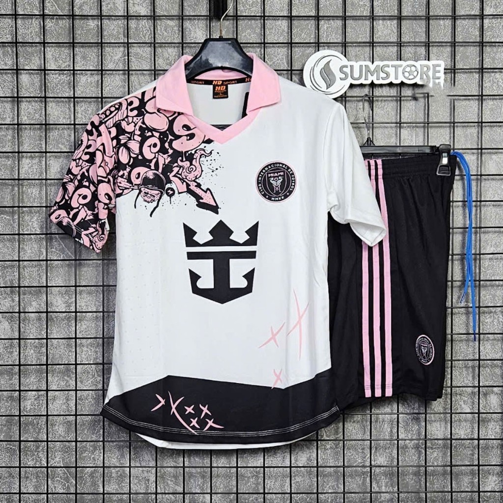 ชุดบอล Mi A Mi Messi Club สีขาว สีชมพู Art 2025