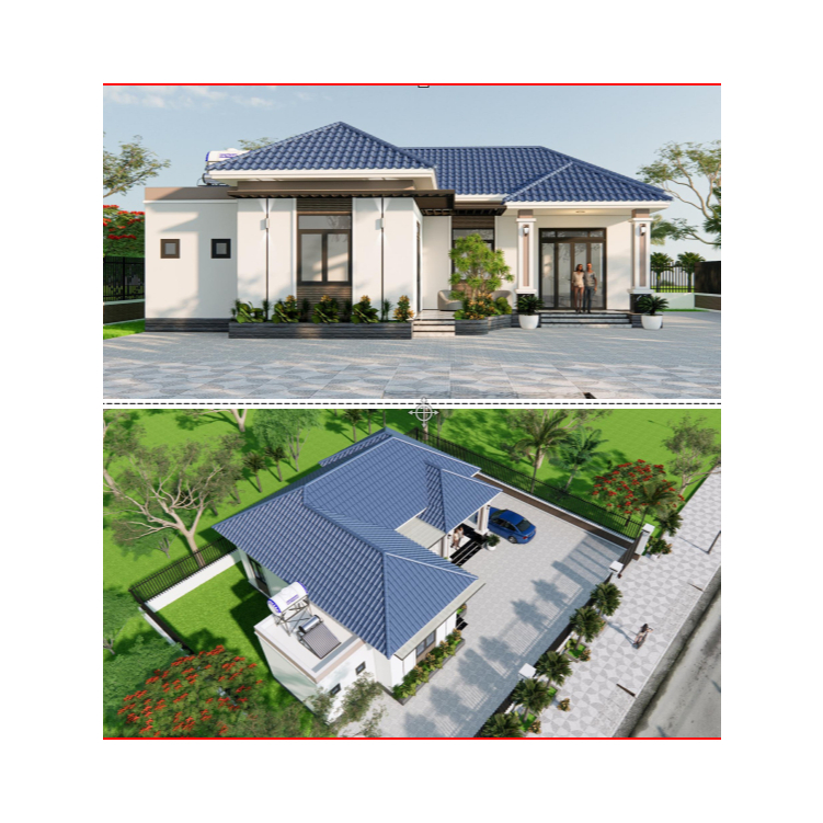 Dk260 12m2x13m2 หลังคาญี่ปุ่น House Design Drawing พิมพ์บนกระดาษ A3, Full 3D สี, สถาปัตยกรรม, โครงสร