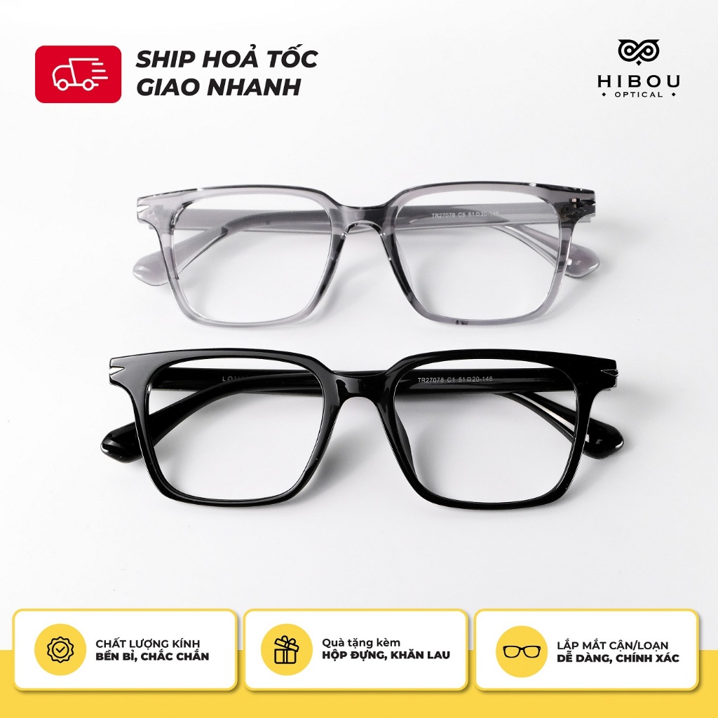 HIBOU กรอบแว่นตาโลหะโลหะผสม Ultralight Simple Square Design เหมาะสําหรับ Vline รูปหน้ากลม GD27078