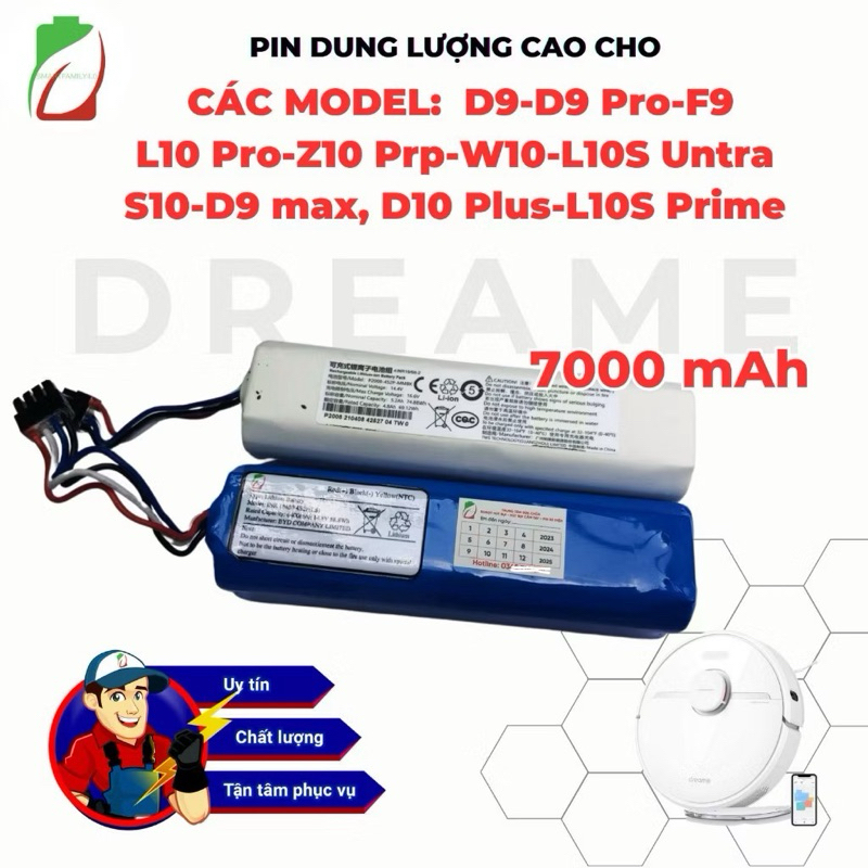 XIAOMI DREAME VACUUM ROBOT BATTERY MODEL :S10,D9(Pro/Max)/ Z10 Pro/ L10/ L10s Ultra,S10 PLUS(LG/SAMS