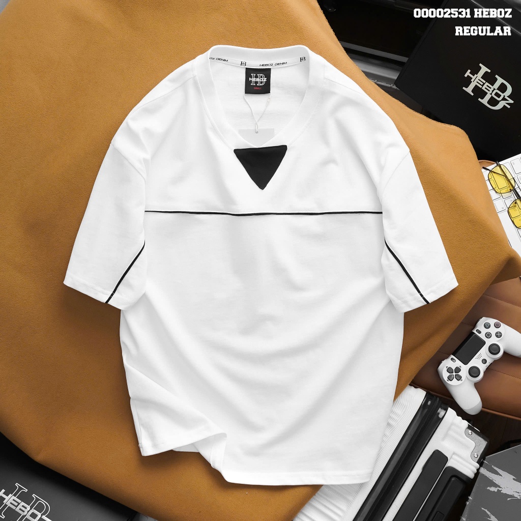 [WIDE FORM] เสื้อยืด VLine Heboz 4M accent เสื้อยืดคอกลมผู้ชายผ้ายืด 2 ทาง - 00002531