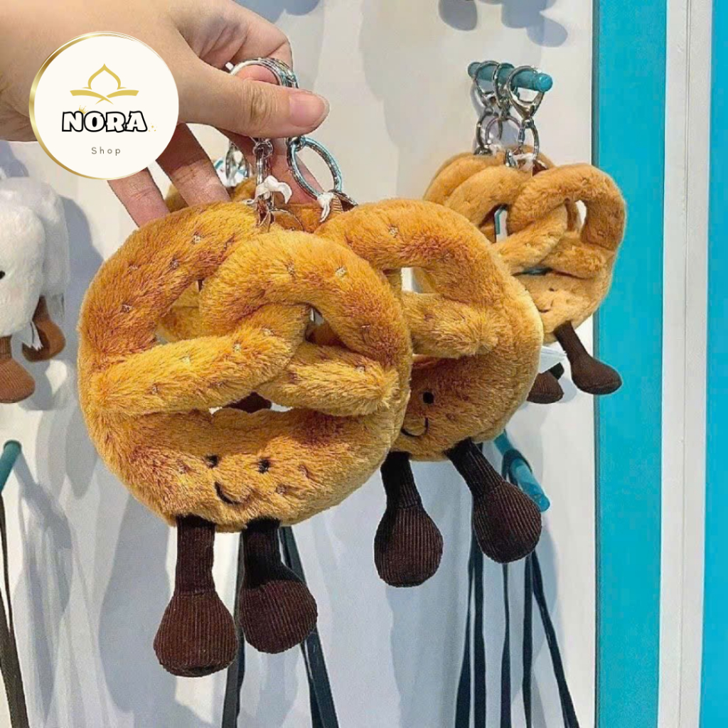 (Excess) JELLYCAT Amuseables Pretze Bag Charm - JELLYCAT Cute Twisted Cookie Keychain Full Tag Free 
