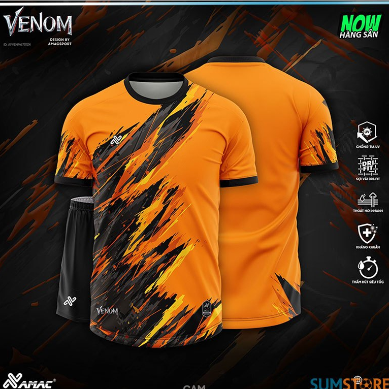 ชุดฟุตบอลกีฬาปราศจากโลโก้ Venom Orange - ชุดฟุตบอลยืดหยุ่น Amac Sesame