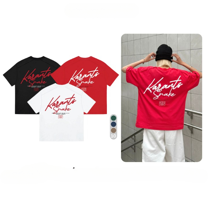 เสื้อยืด Boxy Snake แบรนด์ท้องถิ่น Karants Box Bag, Boxy เสื้อยืดสําหรับผู้ชายและผู้หญิงผ้าฝ้าย Ola 