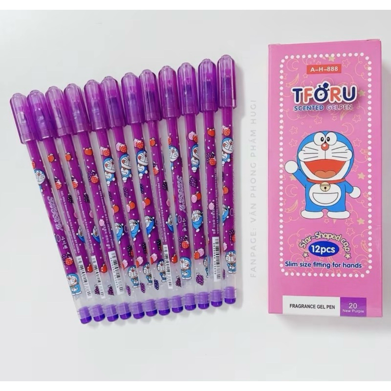 กล่อง 12 ปากกาเจลหมึกองุ่นหอม 0.38 มม. Thoru/ Tforu Doreamon AH888/VS999 สีฟ้าสีม่วง