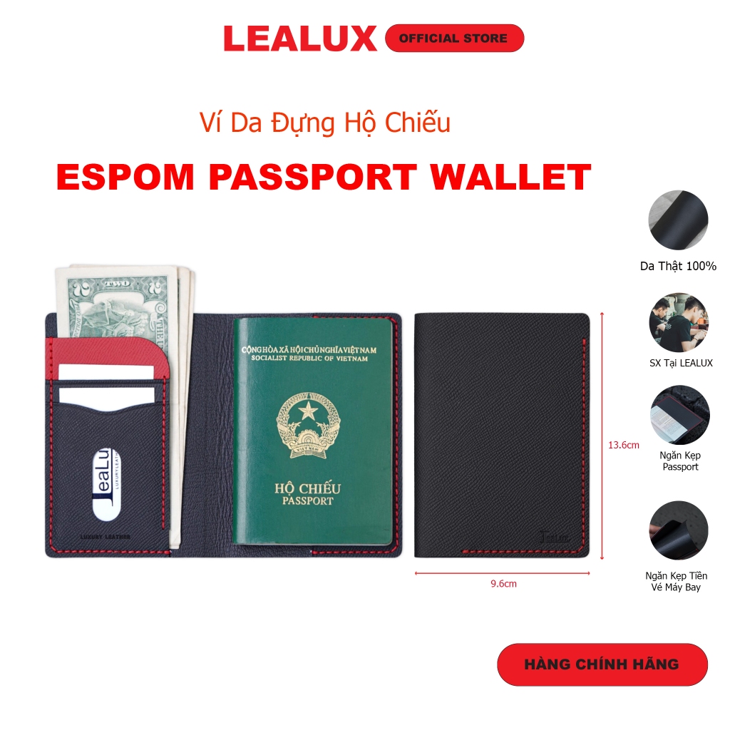 LEALUX Passport Wallet Handmade Leather Passport Wallet