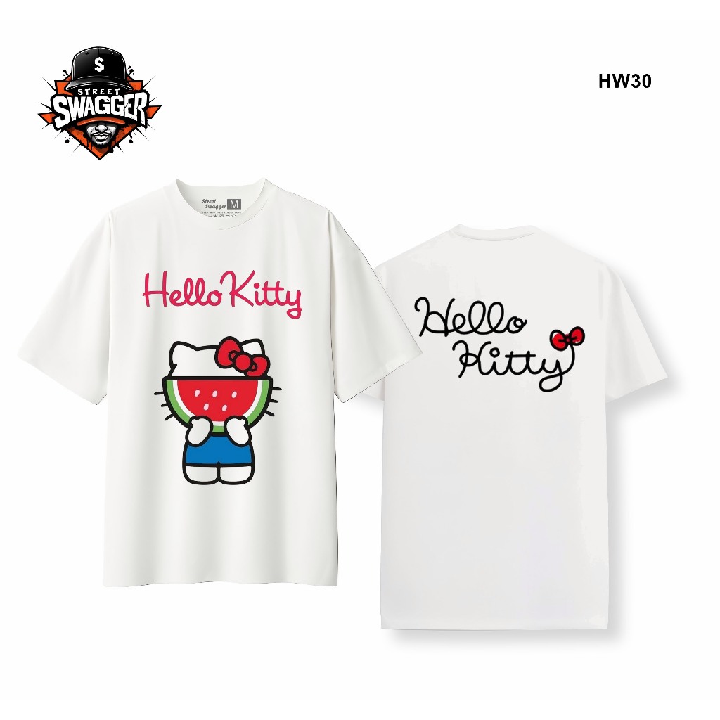 Brand Collection เสื้อยืดสีขาว Hello Kitty เสื้อยืดการ์ตูนน่ารัก HW20 HW30