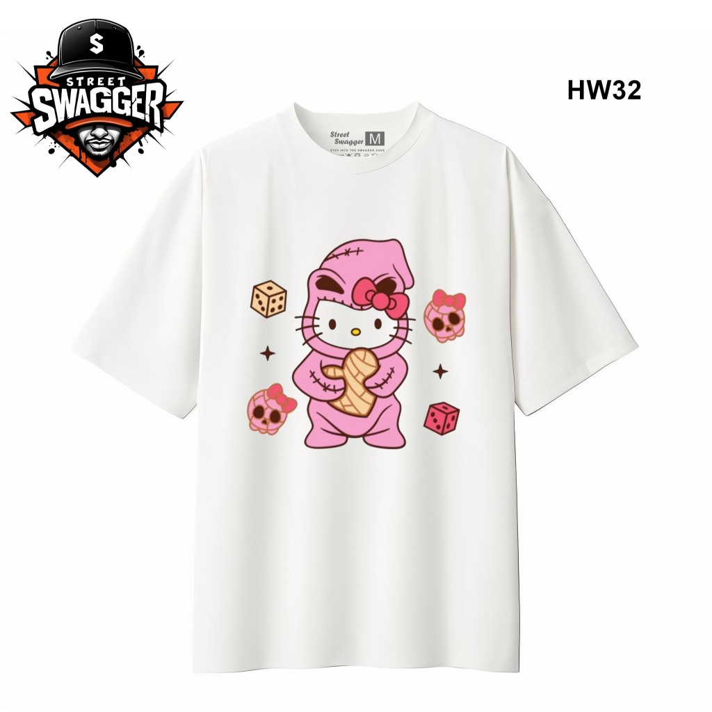 Brand Collection เสื้อยืดสีขาว Hello Kitty เสื้อยืดการ์ตูนน่ารัก HW20 HW32