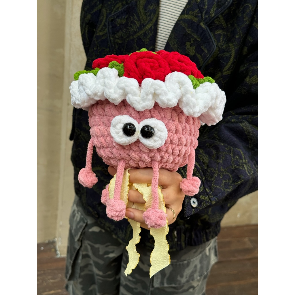 Rosy Bouquet สําลีแฮนด์เมดน่ารัก ช่อดอกไม้โดย Cho Vui Craft