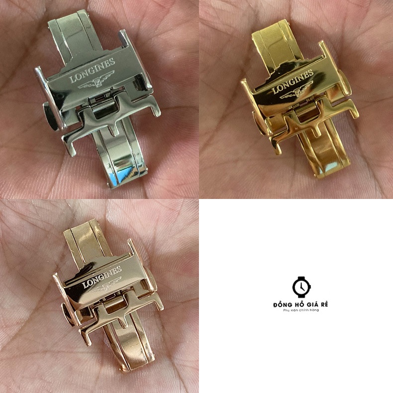 หัวเข็มขัดนาฬิกา Longines - หัวเข็มขัดผีเสื้อ 2 ปุ่มพร้อมโลโก้สําหรับสายหนัง Longines watch (011)