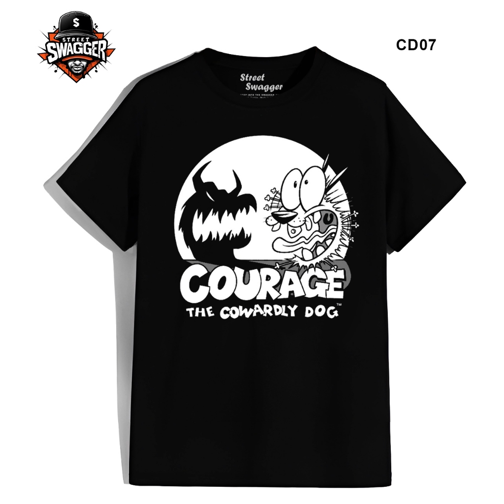 Street Swagger Brand Collection of Courage The Cowardly Dog เสื้อยืด เสื้อยืดการ์ตูน CD07 CD07