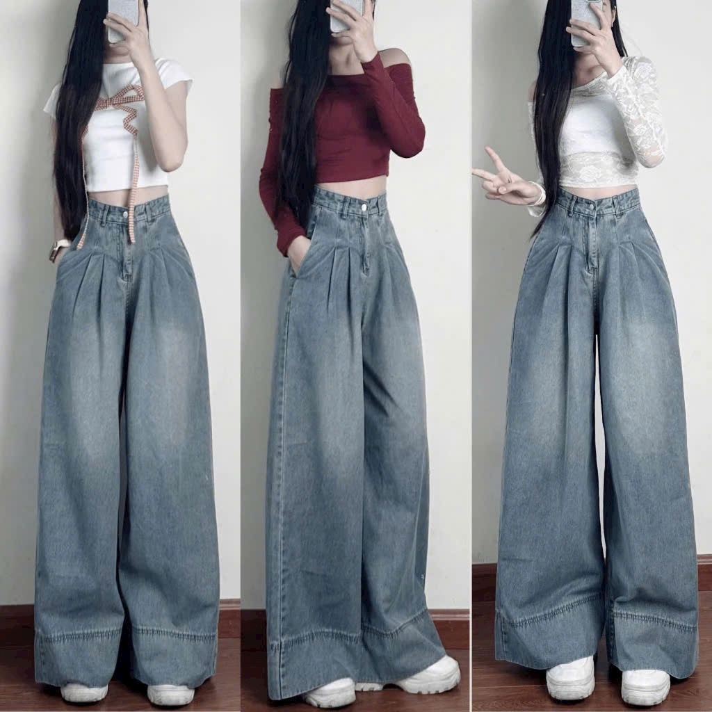 544 SOFT WIDE STRAIGHT TUBE WEST WAIST PANTS 105 ซม.ยาว 27 ซม.WIDE LOT HOT TREND สําหรับผู้หญิง