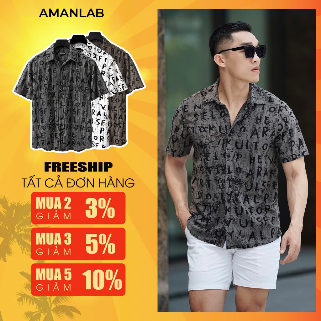เสื้อผ้าฝ้ายขูดทรงปกติหรูลายตัวอักษร อามานแล็บ
