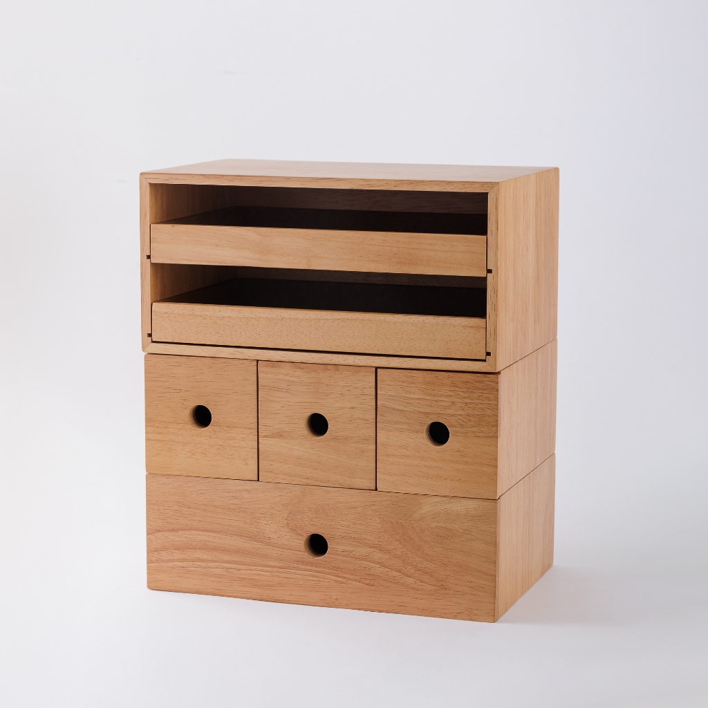 [A] กล่องไม้ MUJI พร้อมถาดดึงออก 2 ชิ้น