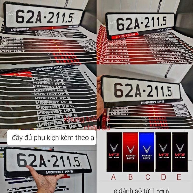 กรอบป้ายทะเบียนพลาสติก ABS ยาวสําหรับ Vinfast VF3, VINFAST VF5, VINFAST VF6PLUS