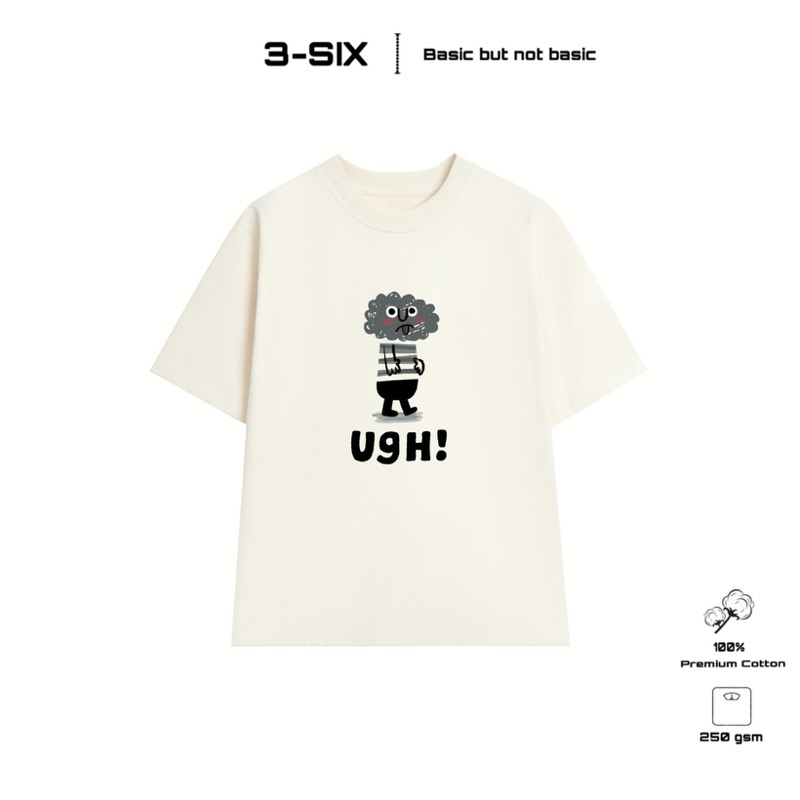 เสื้อยืดผ้าฝ้ายพรีเมี่ยม Unisex 100% 250gsm UGH! ทรงกว้างโอเวอร์ไซส์