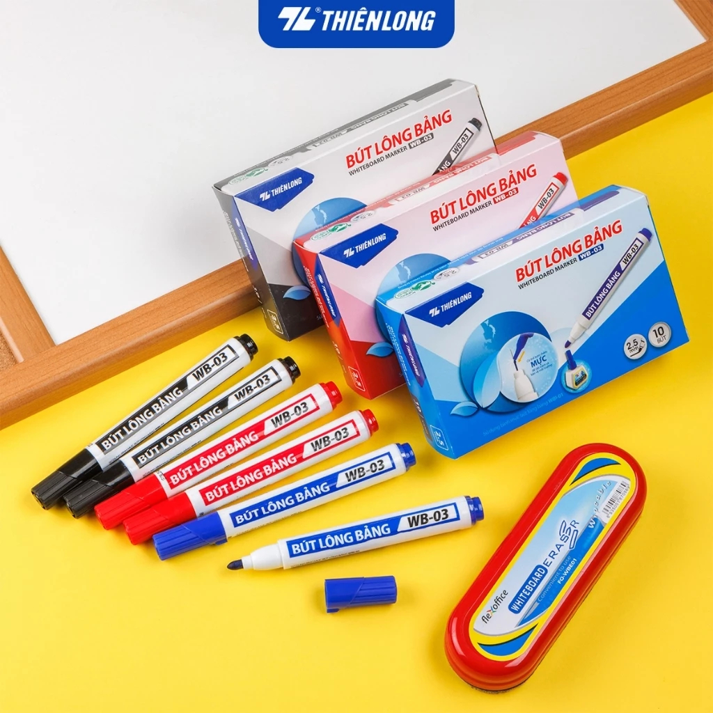 [WB03 - ของแท้] BOX OF 10 ปากกามาร์กเกอร์ไวท์บอร์ด/ พรีเมี่ยมขนาดใหญ่ TYPE Thien Long Whiteboard Mar