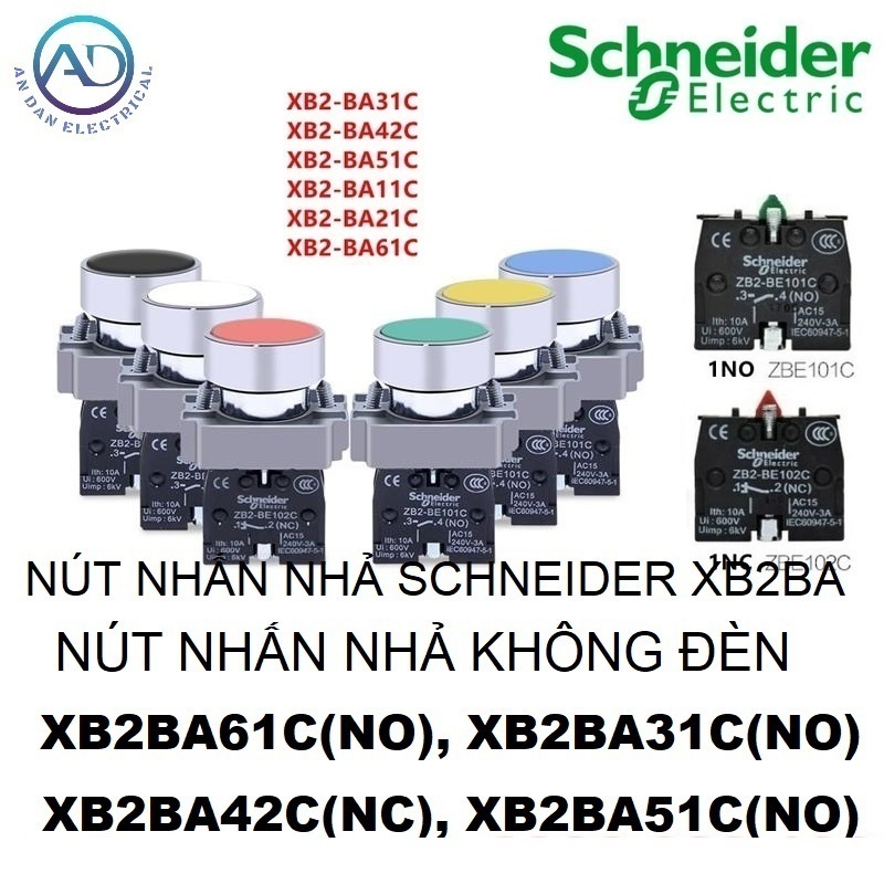 Schneider XB2BA ปุ่มกดแบบปล่อย, ปุ่มกดแบบปล่อยเบา XB2BA21C XB2BA31C XB2BA42C XB2BA51C XB2BA61C