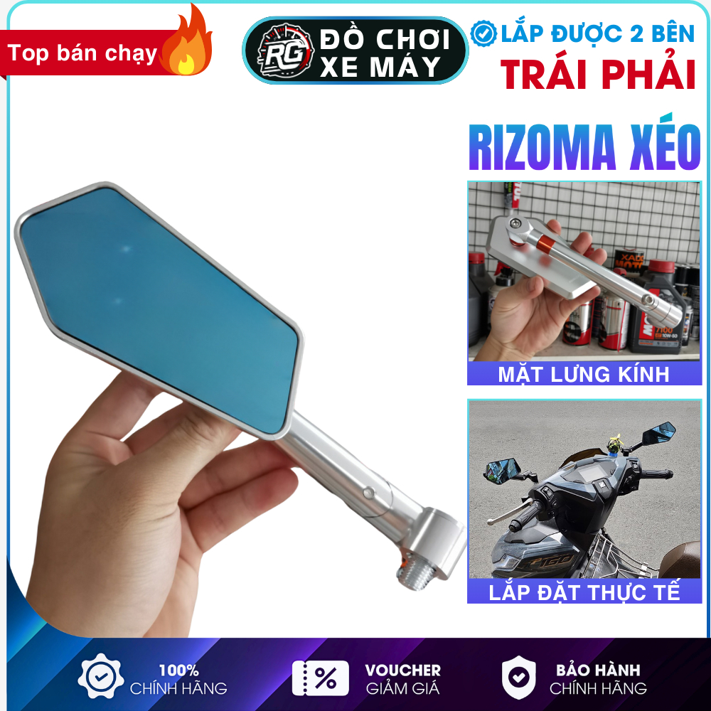 Rizoma กระจกมองหลังแบบเอียง, กระจกมอเตอร์ไซค์อลูมิเนียม CNC แบบ 1 - 1 ชิ้น หกเหลี่ยมฟรีทุกสี