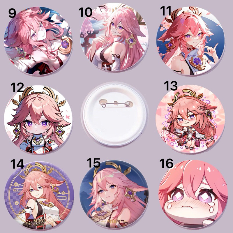 ป้ายกระแทก Yae Miko Genshin 3 ชิ้นที่แตกต่างกัน/ เข็มกระแทก Yae Miko Genshin