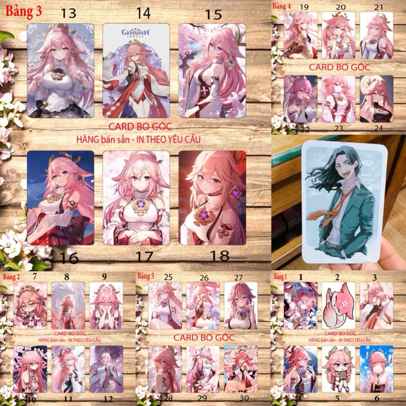 การ์ดกระแทก Yae Miko Genshin การ์ดมุมที่แตกต่างกัน 6 ใบ/ Yae Miko Genshin Impact การ์ดมุมโค้งมนภาพถ่