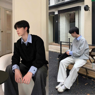 ZONF เสื้อกันหนาวมีเสื้อเชิ้ตลายทางสําหรับผู้ชายและผู้หญิงสไ…