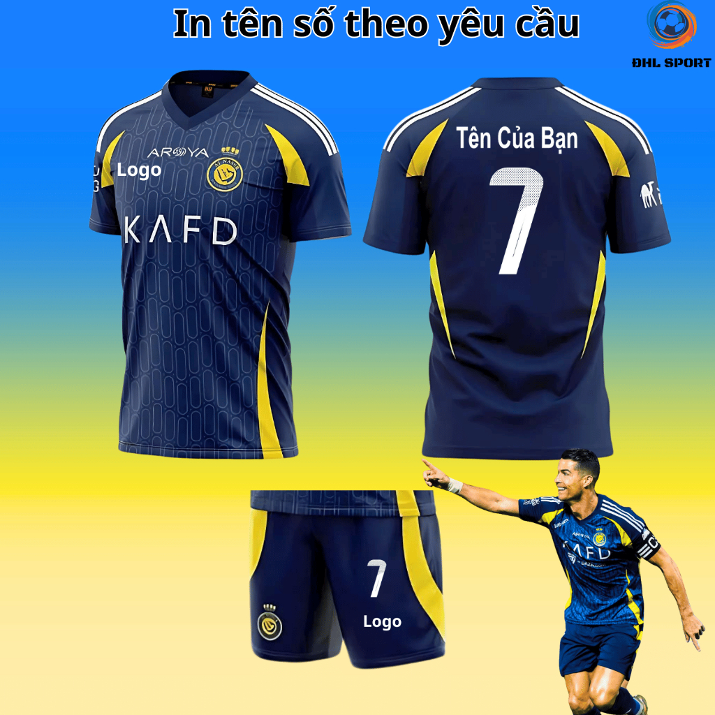 ( ผ้ายืดหยุ่นงา) เสื้อฟุตบอล Al Nasr Club blue away 2024/2025 เสื้อบอลพิมพ์ลายชื่อและตัวเลขขอ upon D