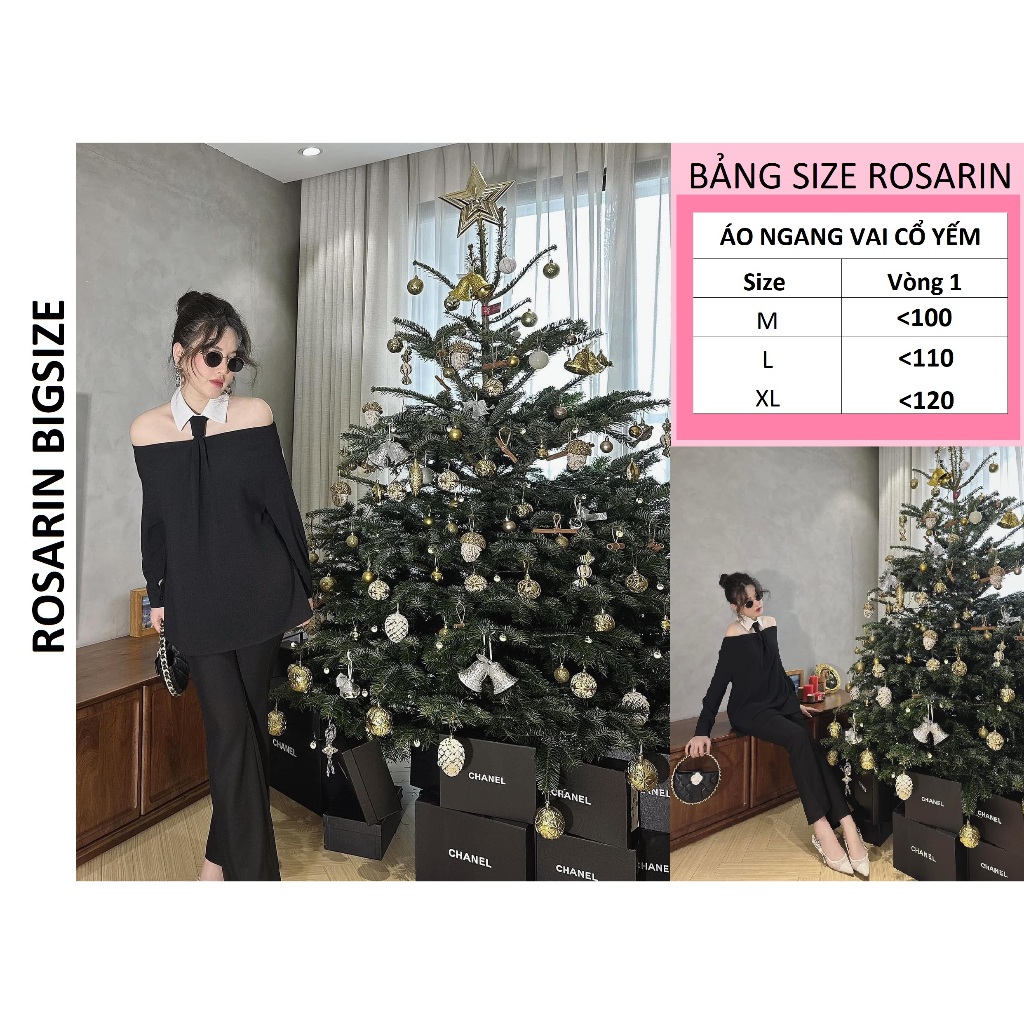 BIGSIZE - เสื้อเชิ้ตผู้หญิงเปิดไหล่พร้อมเนคไทคล้องคอ - Bigsize 50-85kg
