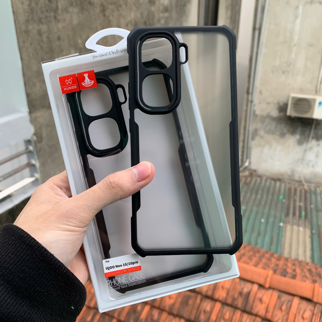 XUNDD เคส Vivo iQOO Neo 10 / Neo 10 Pro ด้านหลังป้องกันลายนิ้วมือพร้อมขอบ TPU กันกระแทก 4 มุม