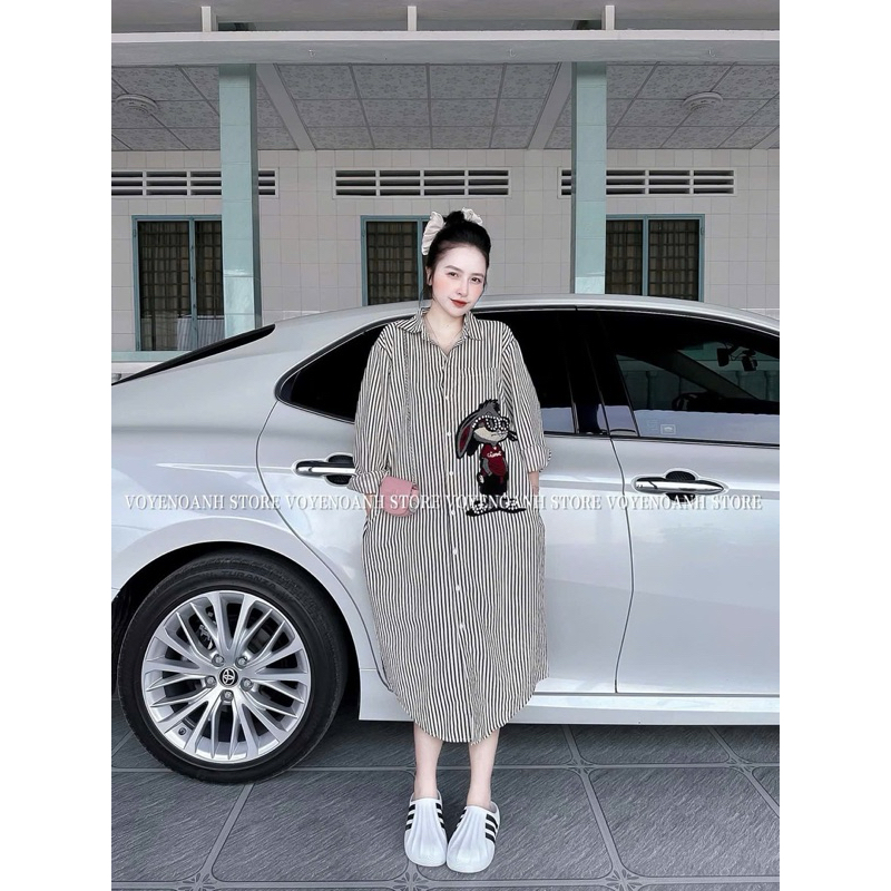 N59 ชุดเดรสหลวมลายสก๊อตกระต่ายน่ารัก