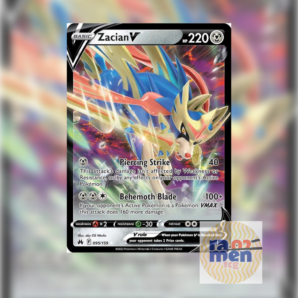[Ramen02] การ์ดโปเกมอนภาษาอังกฤษของแท้ - Zacian V - CRZ 975/159 - Ultra Rare