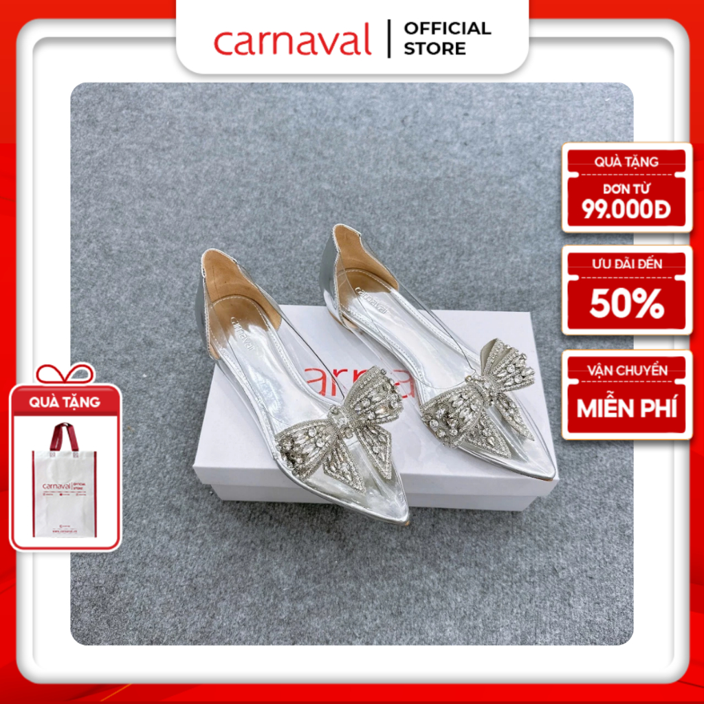 รองเท้าส้นแบนผู้หญิงหัวแหลมโปร่งใส Carnaval ที่ไม่ซ้ําใครพร้อมหูกระต่าย - VS92