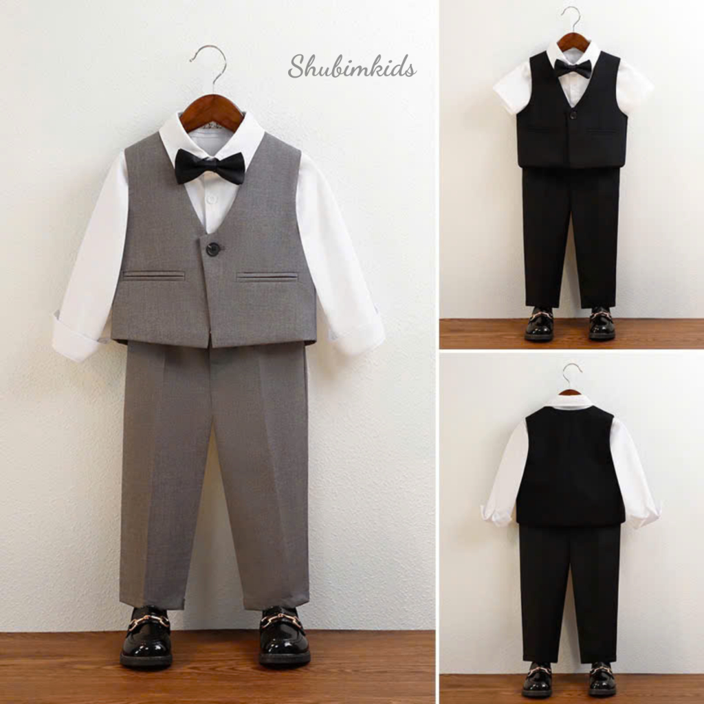 [Shubim Kids] -VT34- คุณภาพสูง 1 ปุ่ม Long Boy Gile Set - หรูหราสําหรับเด็กปาร์ตี้ในฤดูร้อน ฤดูใบไม้