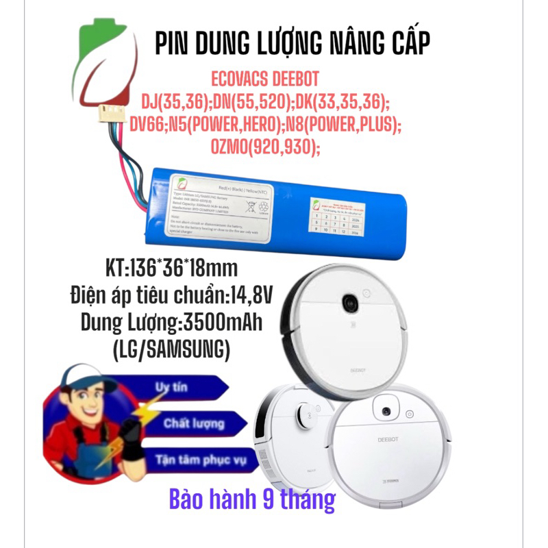 UPGRADE แบตเตอรี่สําหรับ ECOVACS DEBOOT DJ VACUUM ROBOT (35/36/65), DV66/N5 Power/N5 Hero/ DN STANDA