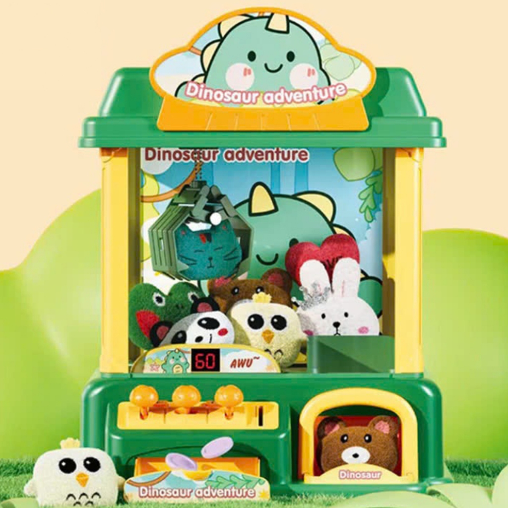 ไดโนเสาร์น่ารัก Funky Town เครื่องเก็บตุ๊กตาสัตว์ขนาดเล็กพร้อมเอฟเฟกต์ดนตรีและตุ๊กตาสัตว์