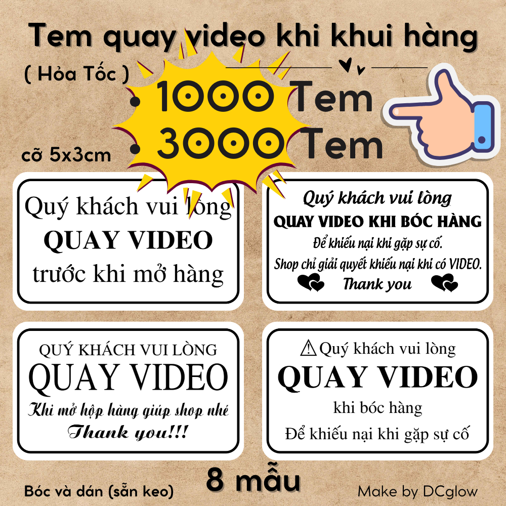 [ Express ] 1000/3000 VIDEO RECORDING STICKERS BEFORE OPENING FOR SHOP ABSOLUTELY WATERPROOF QUALITY